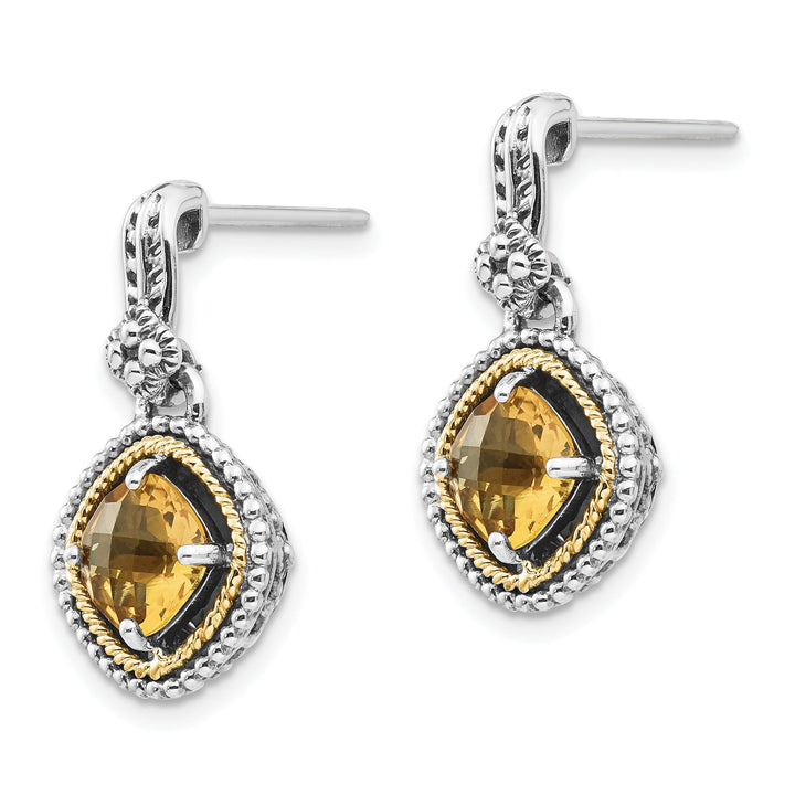 Sterling Silver Gold 1.71 Carat Citrine Earrings