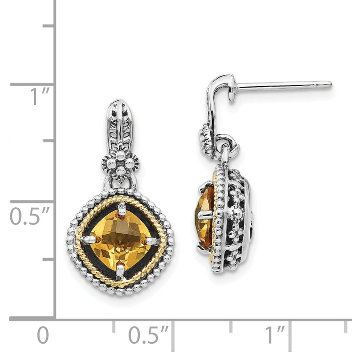 Sterling Silver Gold 1.71 Carat Citrine Earrings