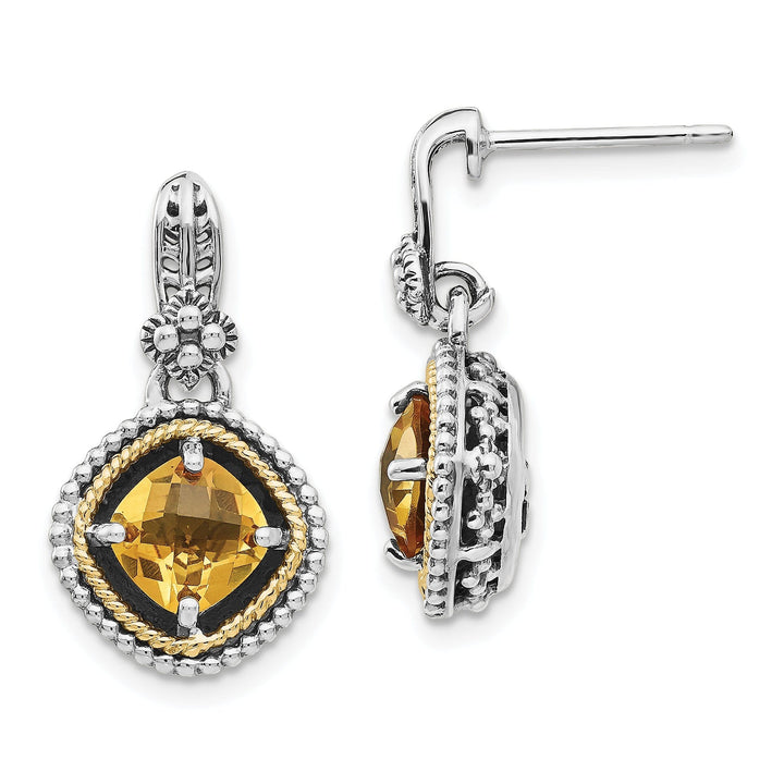 Sterling Silver Gold 1.71 Carat Citrine Earrings