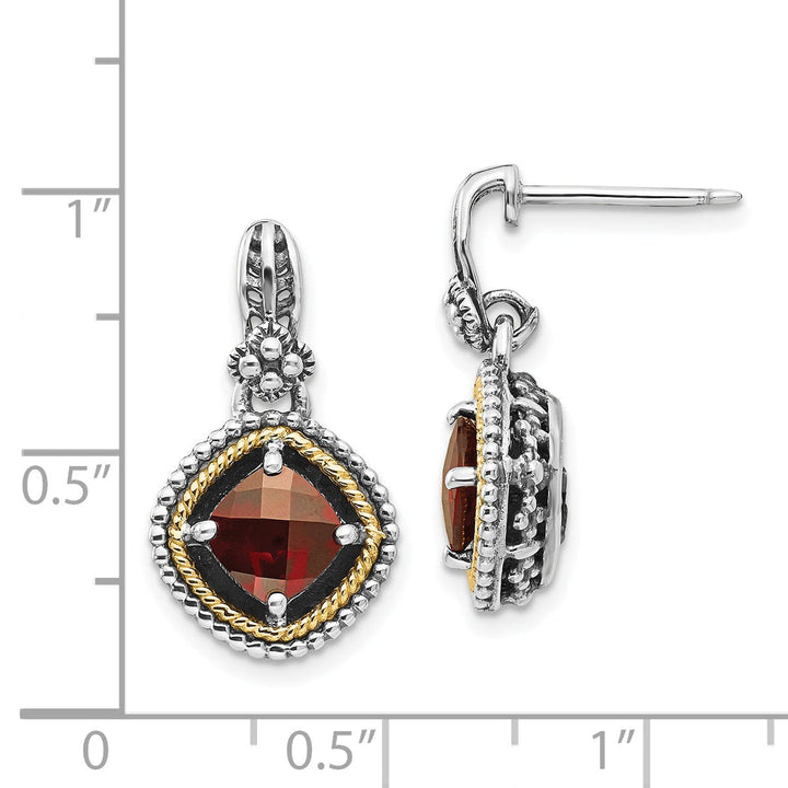 Sterling Silver Gold 2.19 Carat Garnet Earrings