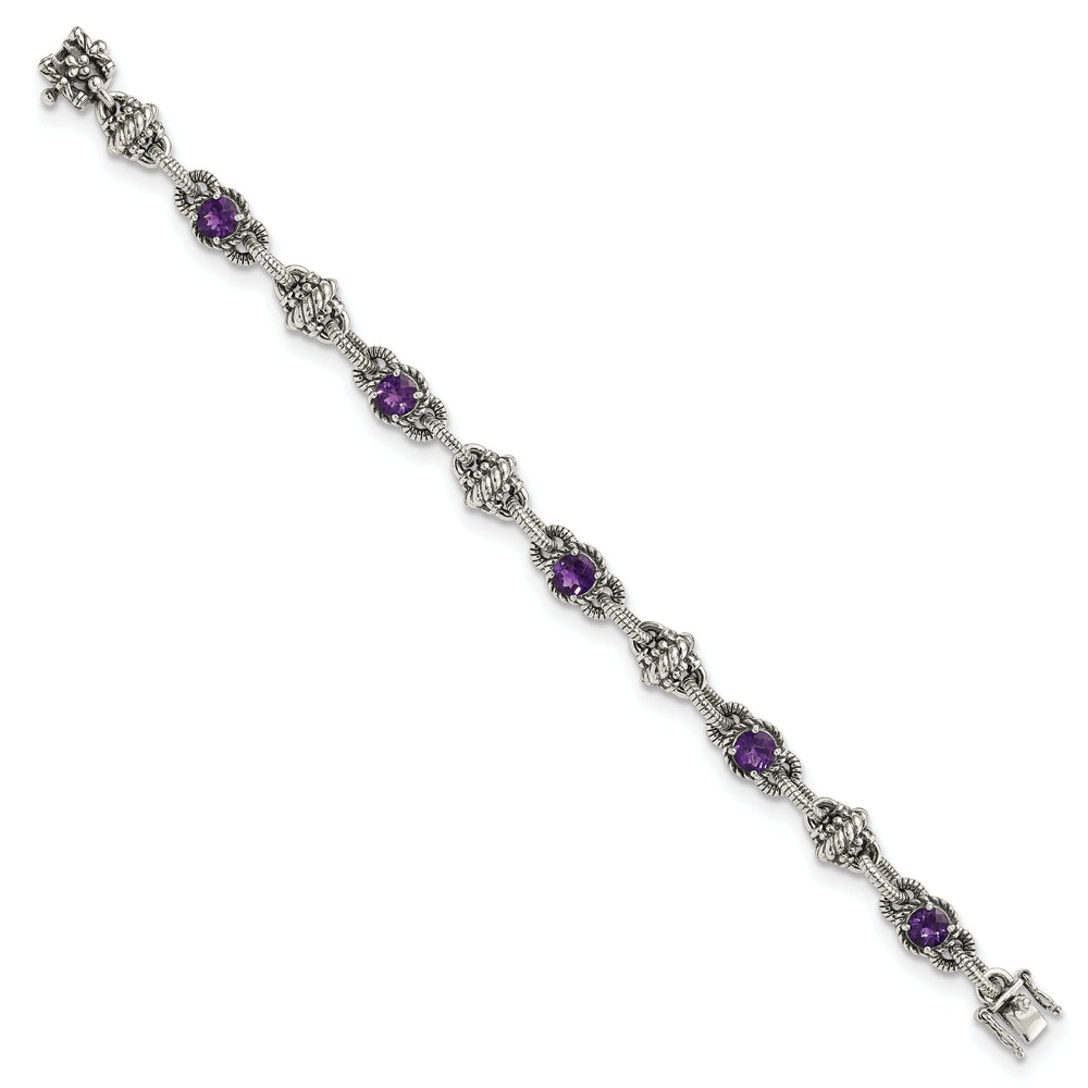 Sterling Silver Amethyst 7.75 Bracelet