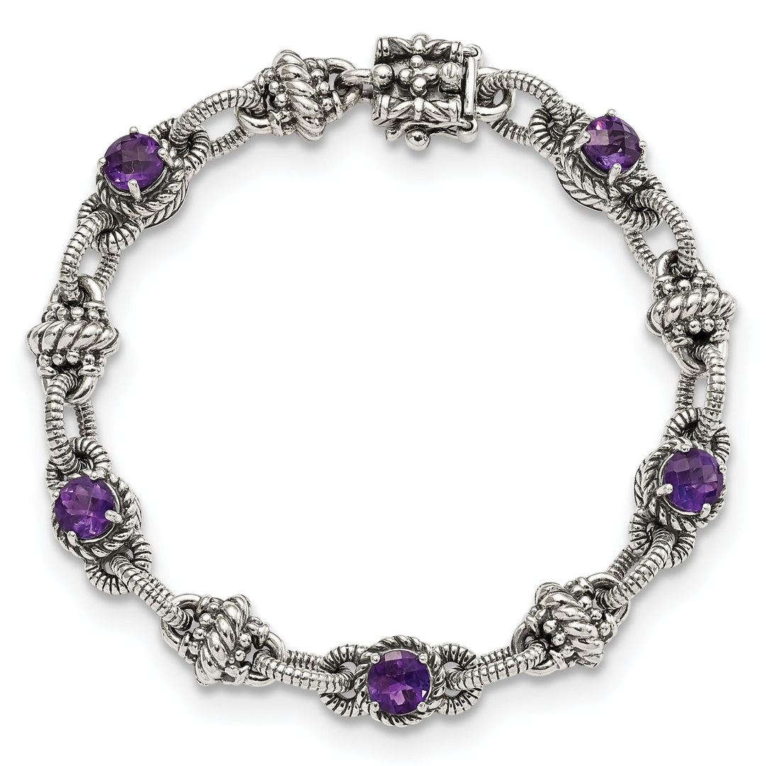 Sterling Silver Amethyst 7.75 Bracelet