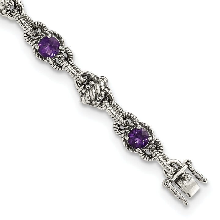 Sterling Silver Amethyst 7.75 Bracelet