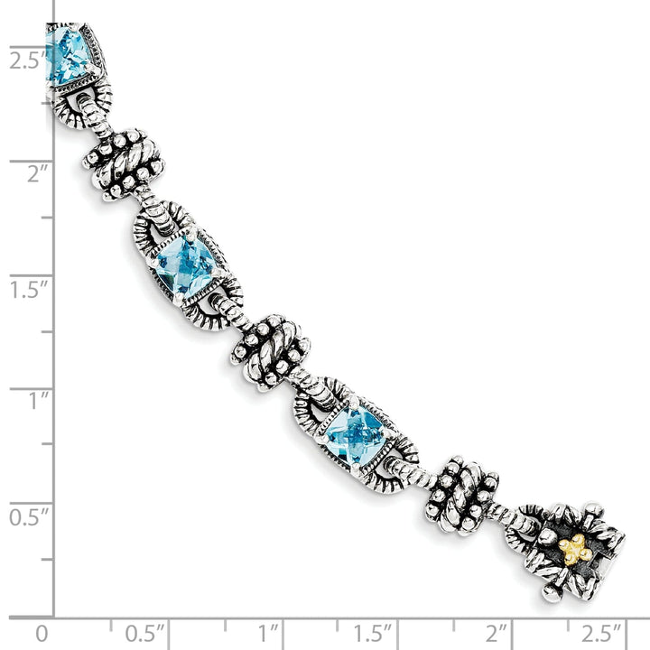 Sterling Silver Gold Swiss Blue Topaz Bracelet