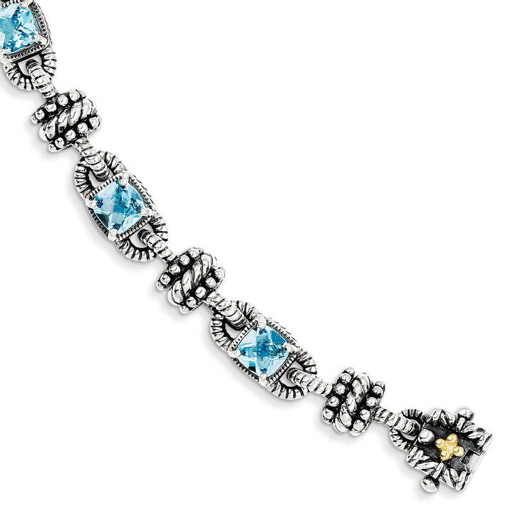 Sterling Silver Gold Swiss Blue Topaz Bracelet