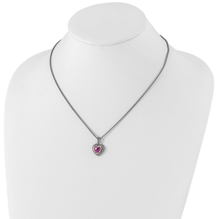 Sterling Silver Gold Pk Sapphire Necklace