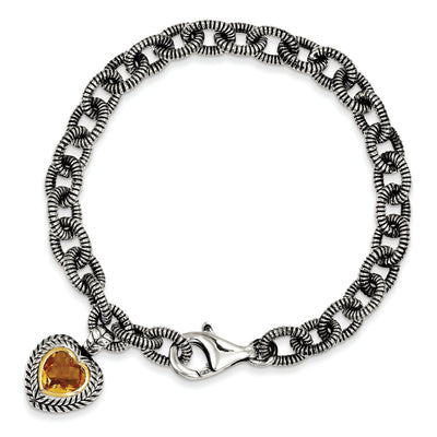 Sterling Silver Gold Citrine Heart Bracelet at $ 261 only from Jewelryshopping.com