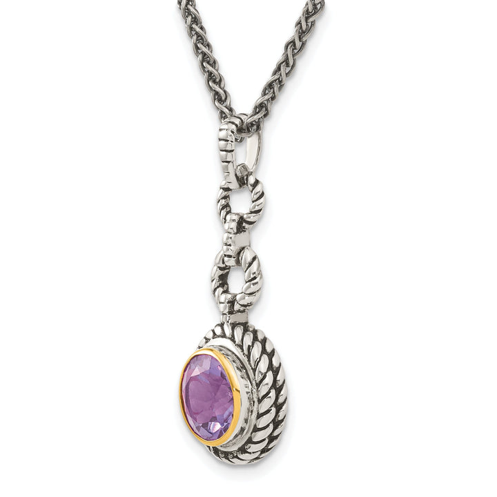 Sterling Silver Gold accent 1.60 Amethyst 18