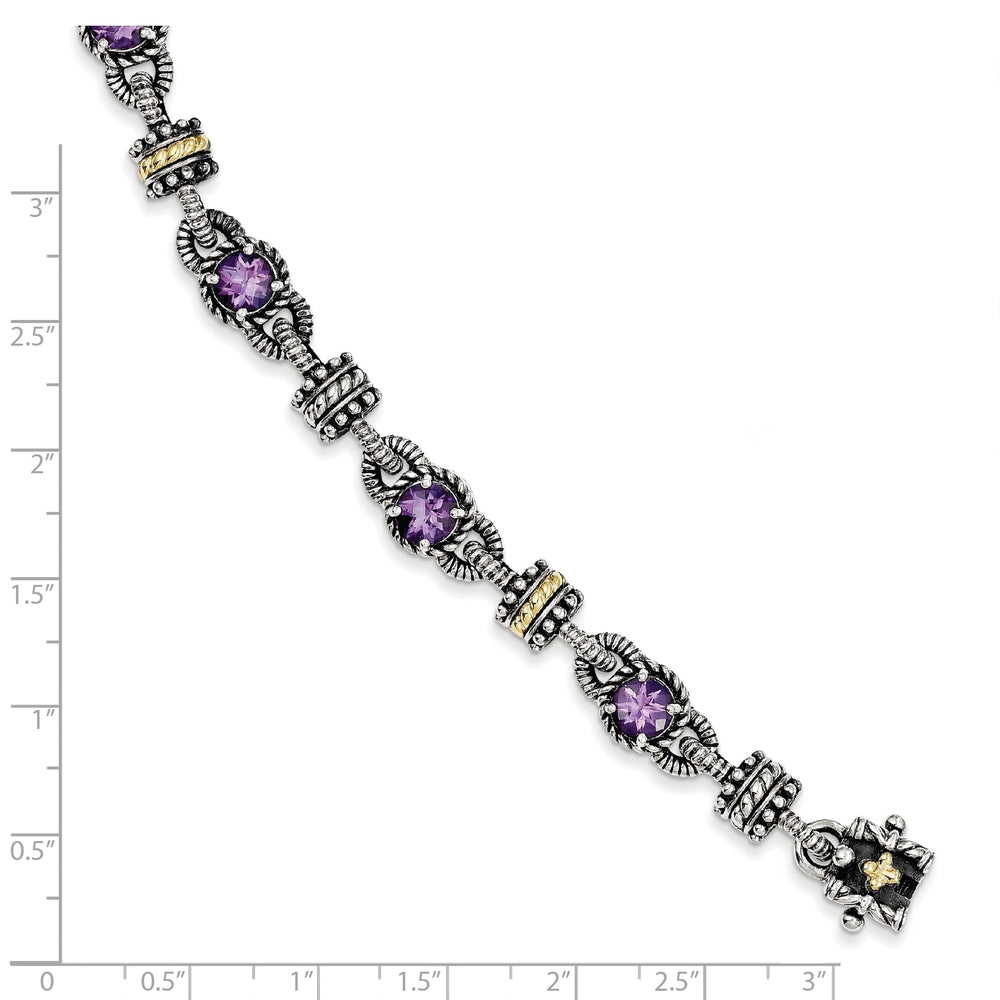 Sterling Silver Gold Amethyst 7.5 Bracelet