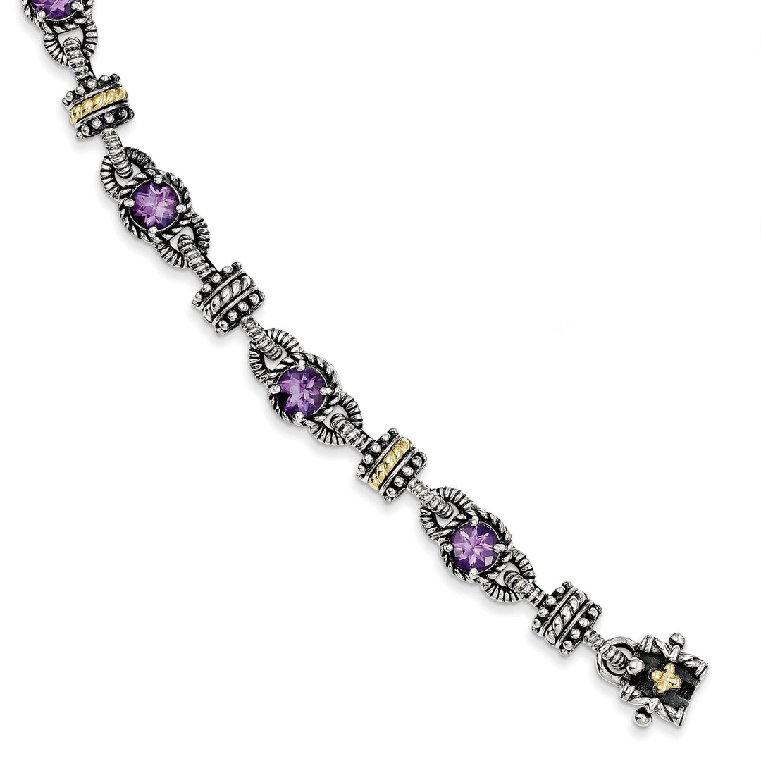 Sterling Silver Gold Amethyst 7.5 Bracelet