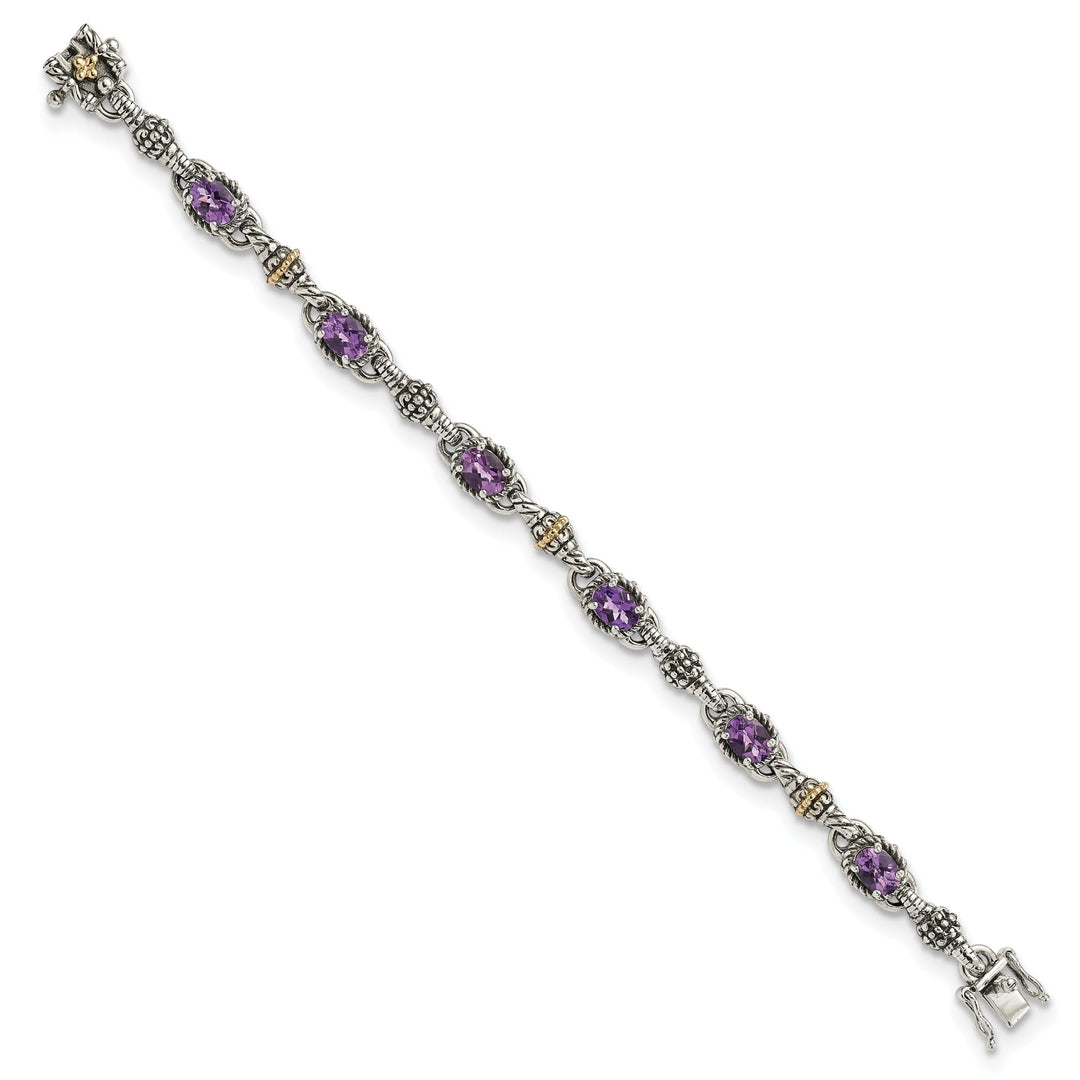 Sterling Silver Gold Amethyst 7.25 Bracelet