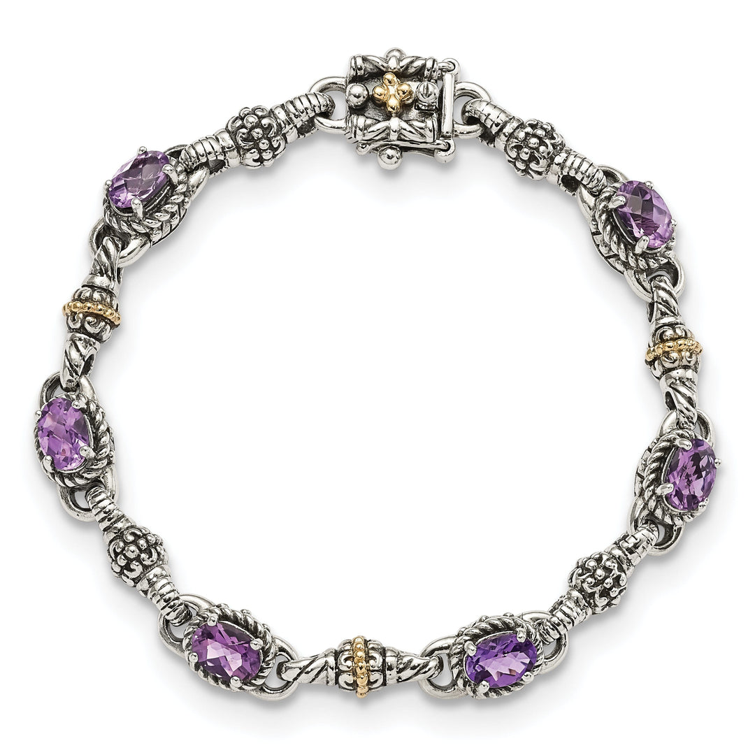 Sterling Silver Gold Amethyst 7.25 Bracelet