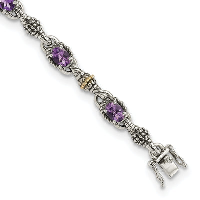 Sterling Silver Gold Amethyst 7.25 Bracelet at $ 325.65 only from Jewelryshopping.com