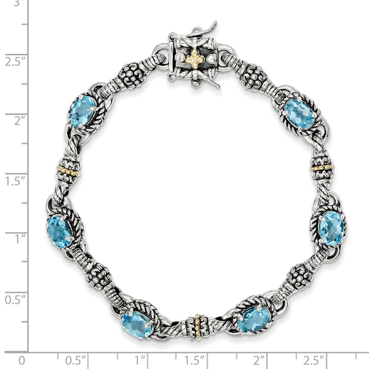 Sterling Silver Gold Swiss Blue Topaz Bracelet