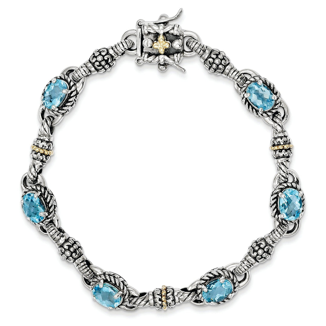 Sterling Silver Gold Swiss Blue Topaz Bracelet