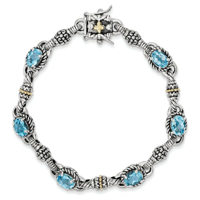 Sterling Silver Gold Swiss Blue Topaz Bracelet at $ 339.51 only from Jewelryshopping.com