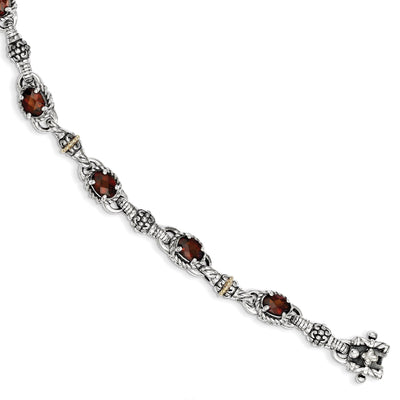 Sterling Silver Gold Oval Garnet 7.25 Bracelet at $ 314.42 only from Jewelryshopping.com