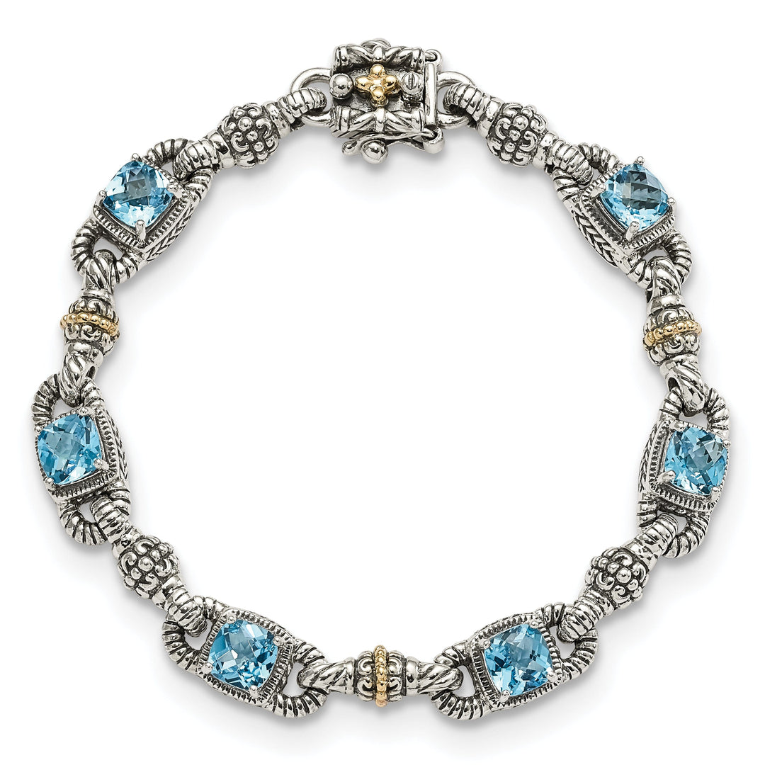Sterling Silver Gold Sky Blue Topaz Bracelet