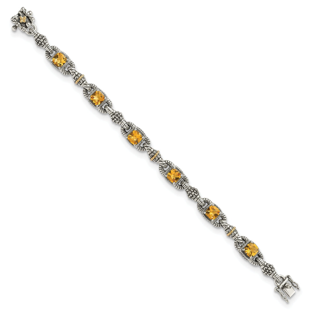 Sterling Silver Gold Citrine 7.25 Bracelet