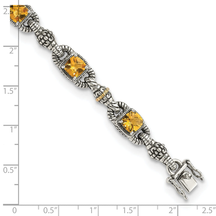 Sterling Silver Gold Citrine 7.25 Bracelet