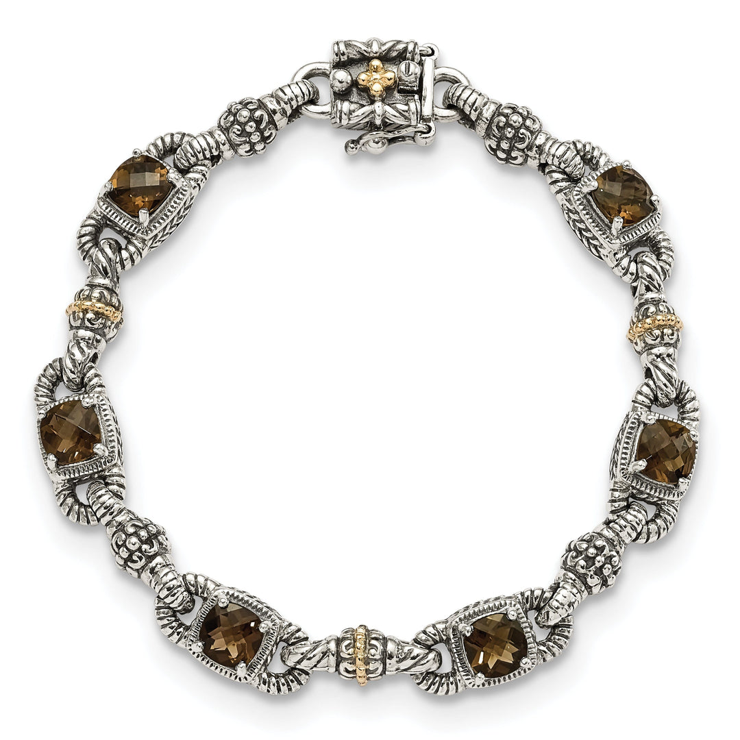 Sterling Silver Gold Smokey Quartz Bracelet