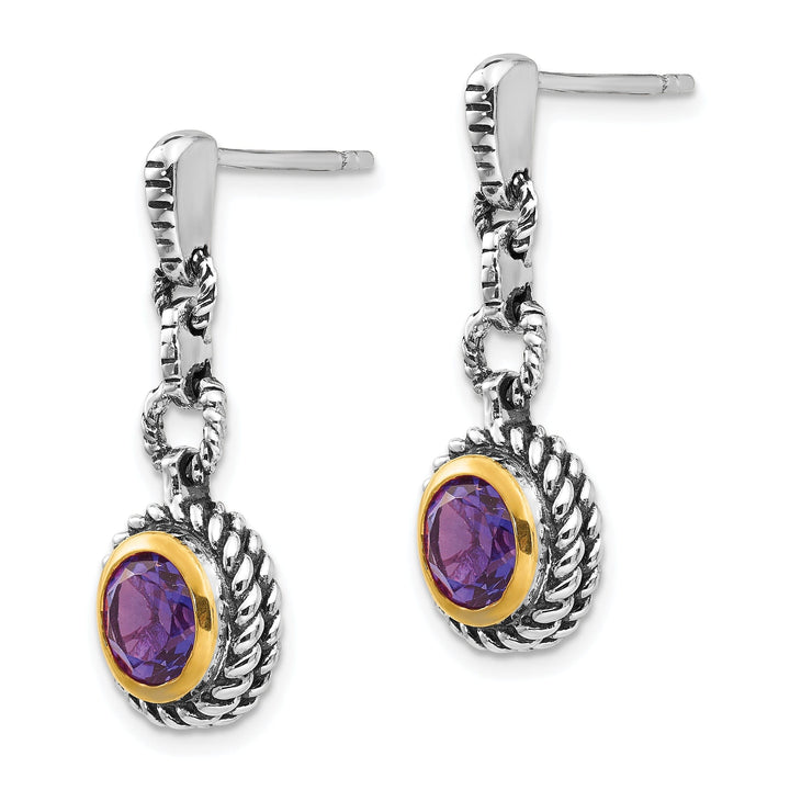 Sterling Silver Gold 1.50 Amethyst Earrings