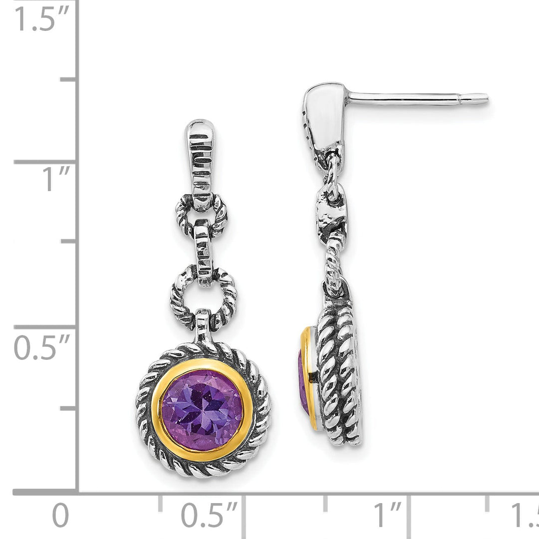 Sterling Silver Gold 1.50 Amethyst Earrings