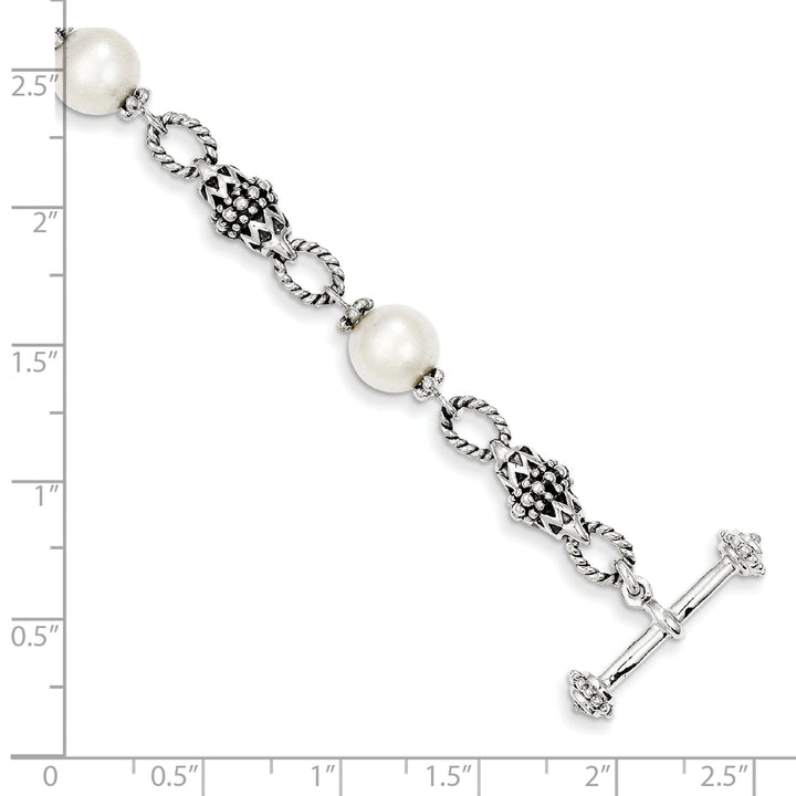 Sterling Silver Pearl 8in Bracelet