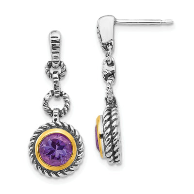 Sterling Silver Gold 1.50 Amethyst Earrings at $ 61.87 only from Jewelryshopping.com