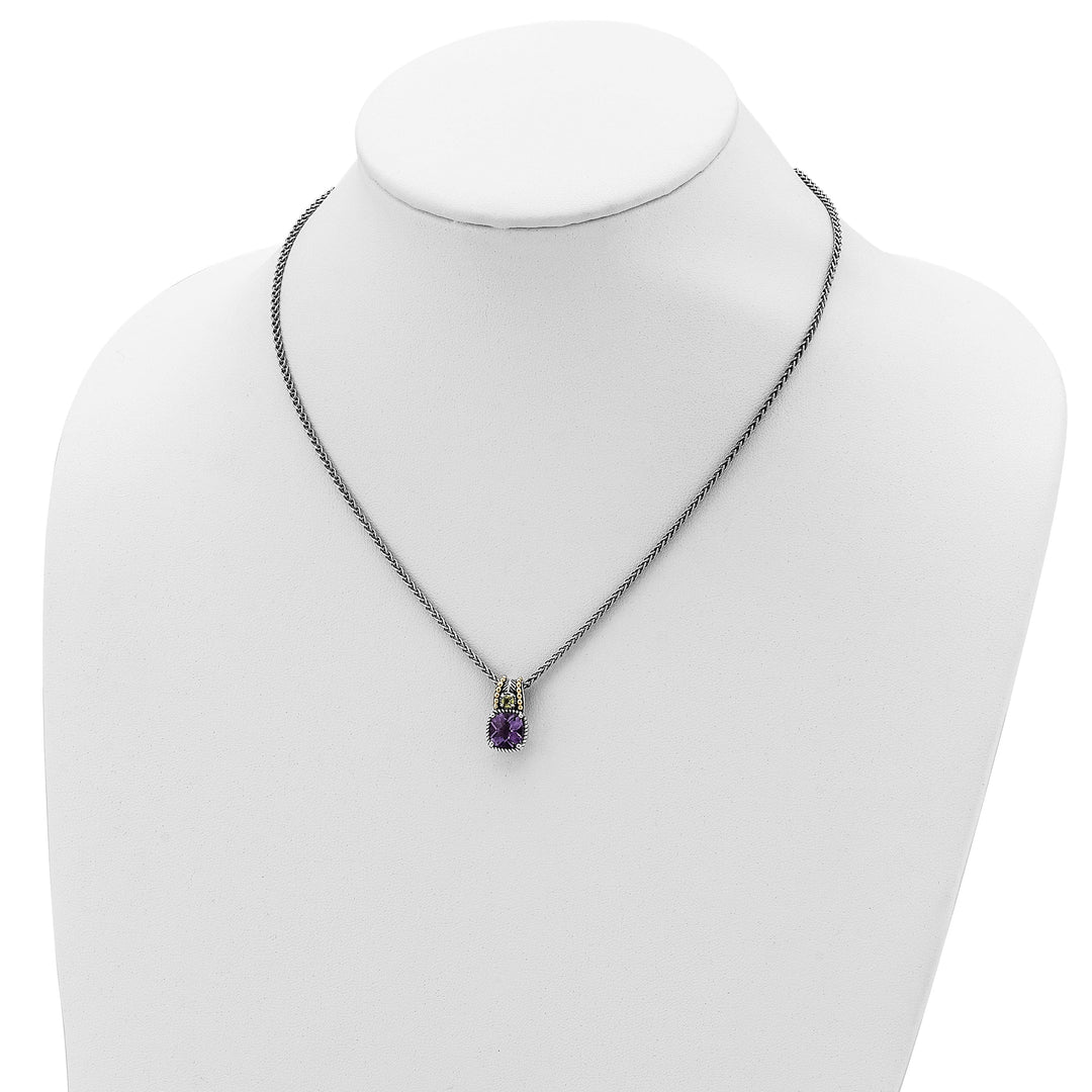 Sterling Silver Gold Amethyst Peridot Necklace