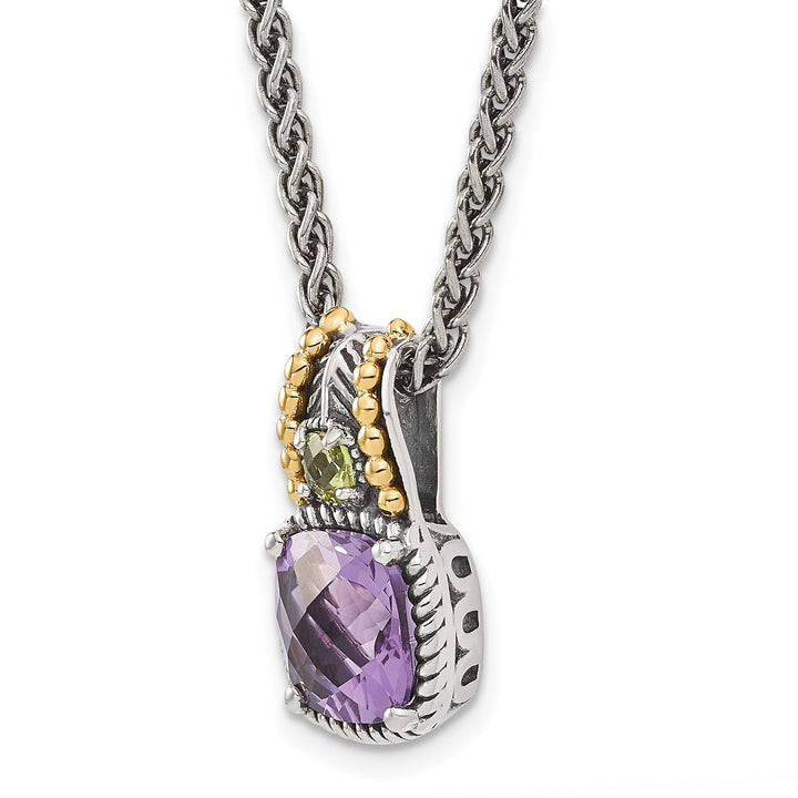 Sterling Silver Gold Amethyst Peridot Necklace