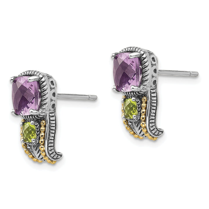 Sterling Silver Gold Amethyst Peridot Earrings