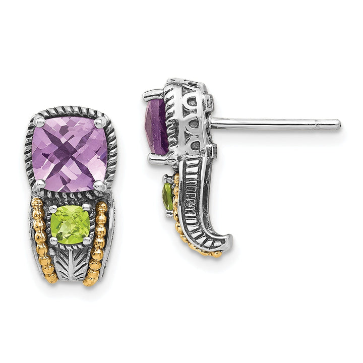 Sterling Silver Gold Amethyst Peridot Earrings