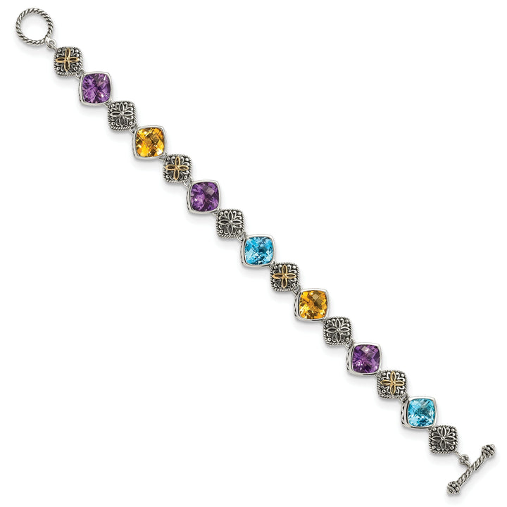 Sterling Silver Gold Multi Gemstone Bracelet