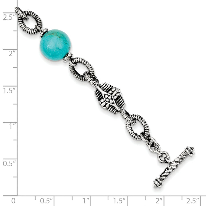 Sterling Silver Gold Turquoise 7.25 Bracelet