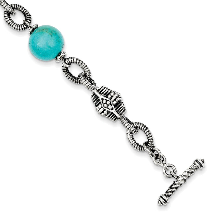 Sterling Silver Gold Turquoise 7.25 Bracelet