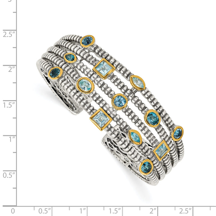 SilverGold-plated Sky Blue Topaz Cuff Bracelet