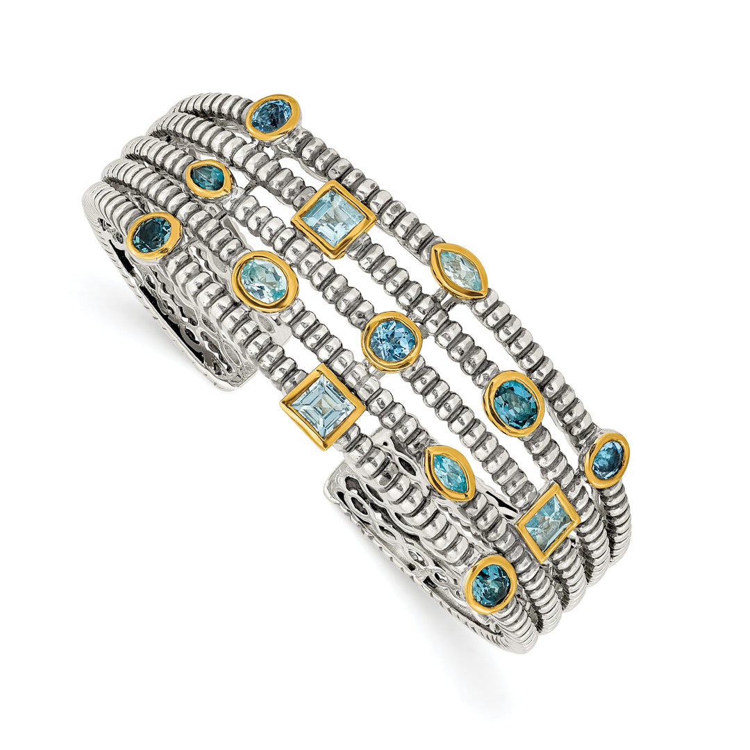 SilverGold-plated Sky Blue Topaz Cuff Bracelet