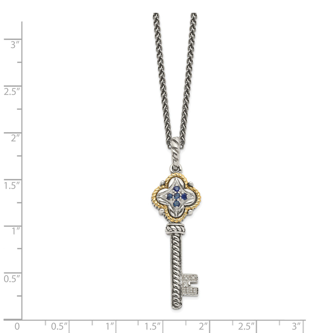 Sterling Silver Gold Sapphire Diamond Necklace