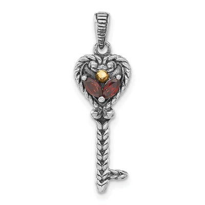 Sterling Silver Gold Carat Garnet Key Charm at $ 22.1 only from Jewelryshopping.com