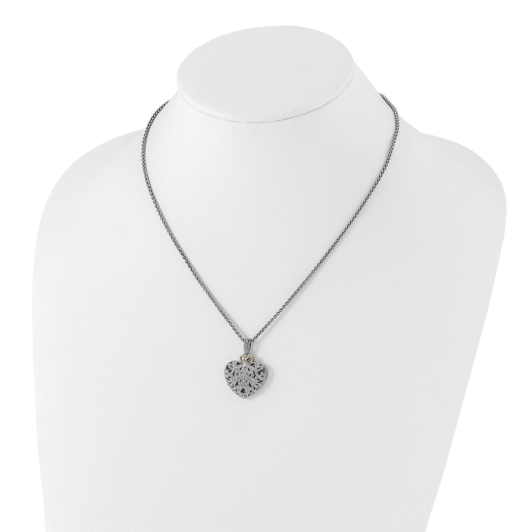 Sterling Silver Gold Diamond Vtage Necklace