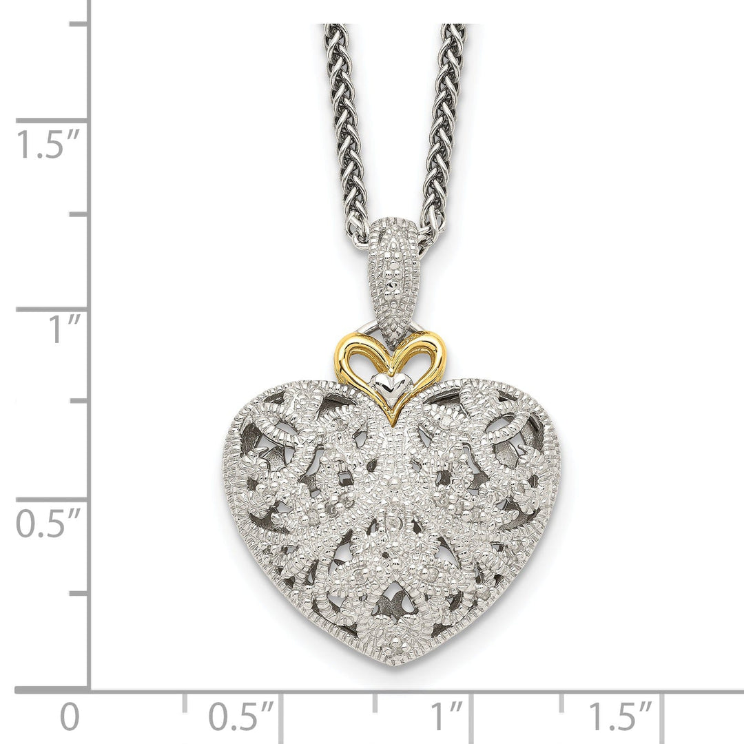 Sterling Silver Gold Diamond Vtage Necklace