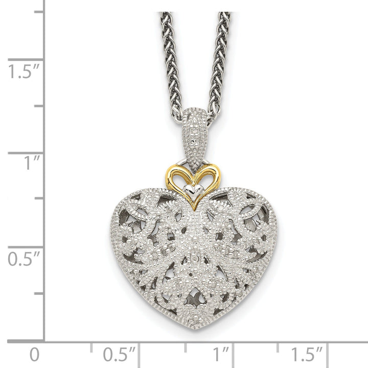 Sterling Silver Gold Diamond Vtage Necklace