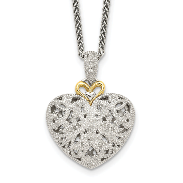 Sterling Silver Gold Diamond Vtage Necklace