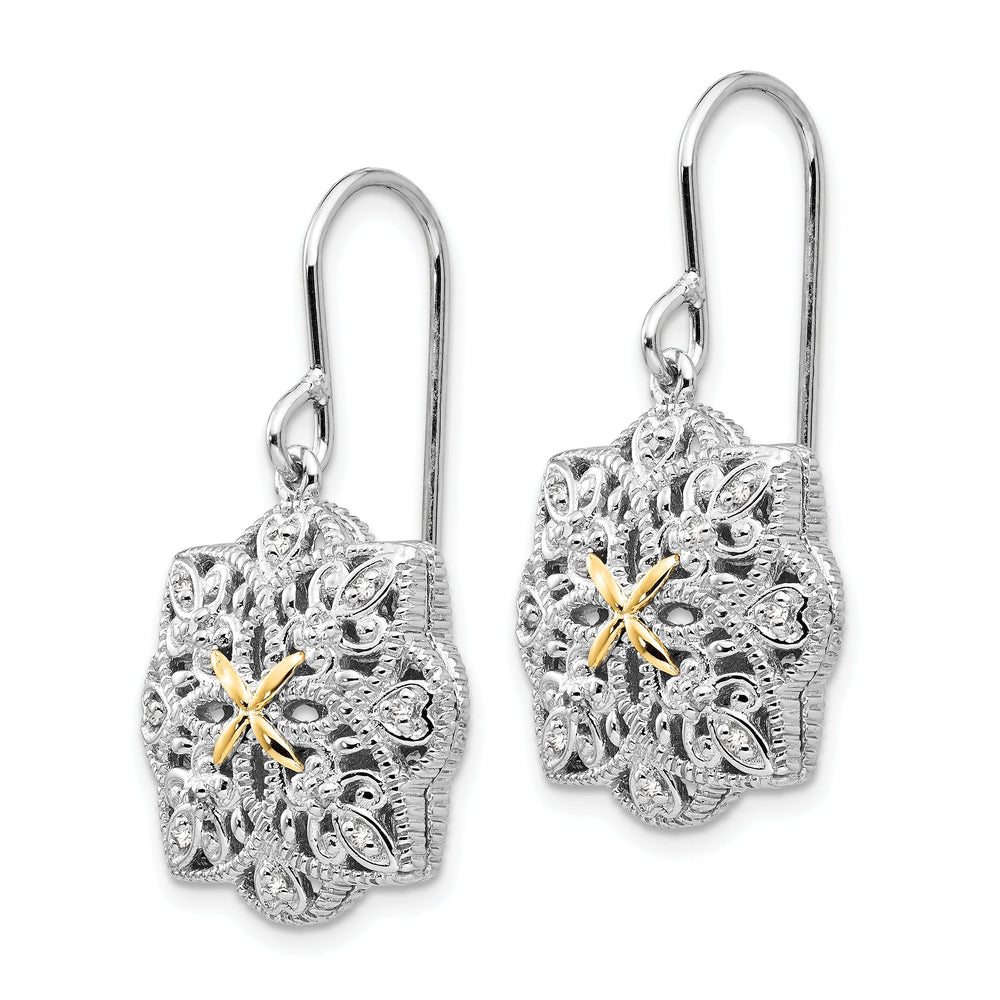 Sterling Silver Gold Diamond Vintage Earrings