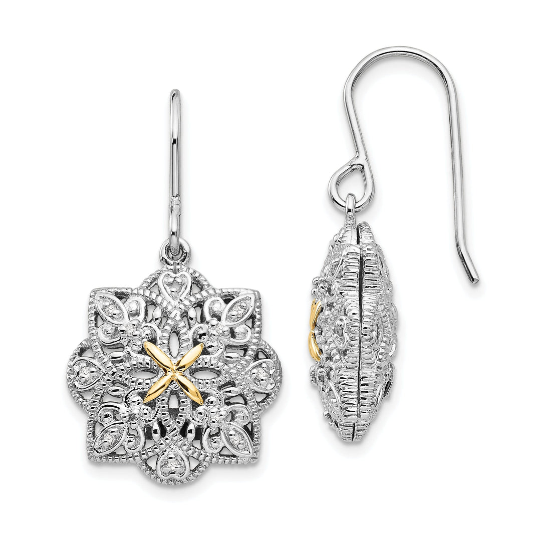 Sterling Silver Gold Diamond Vintage Earrings