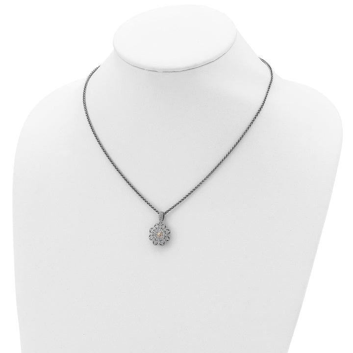 Sterling Silver Gold Diamond Vtage Necklace