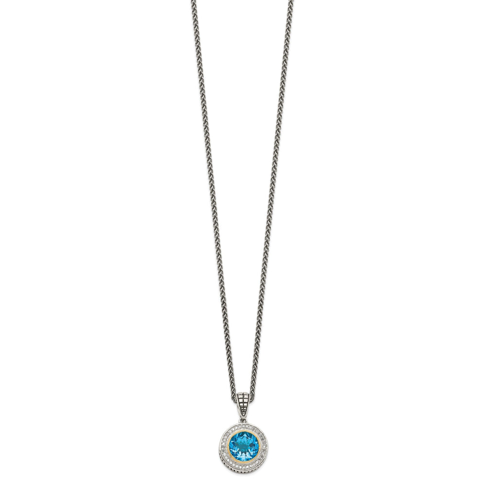 Sterling Silver Gold Topaz Diamond Necklace