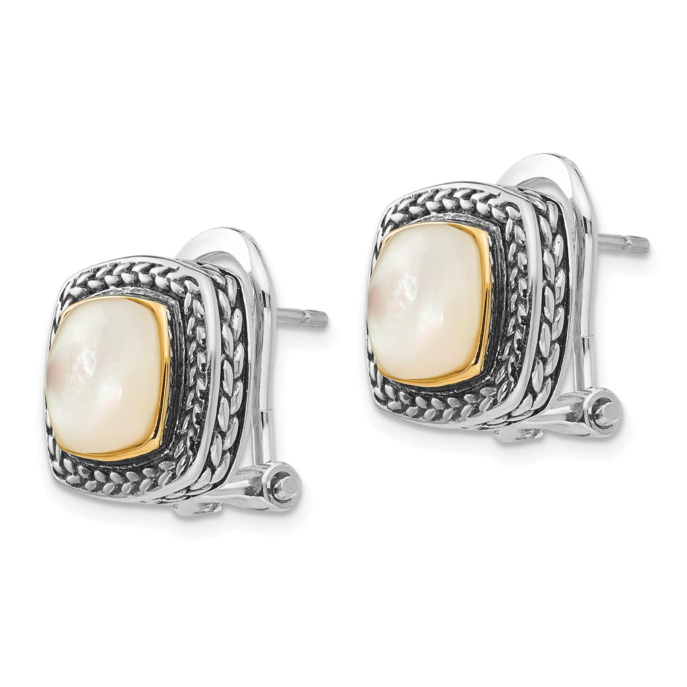 Sterling Silver Gold Mother of Pearl Earrings