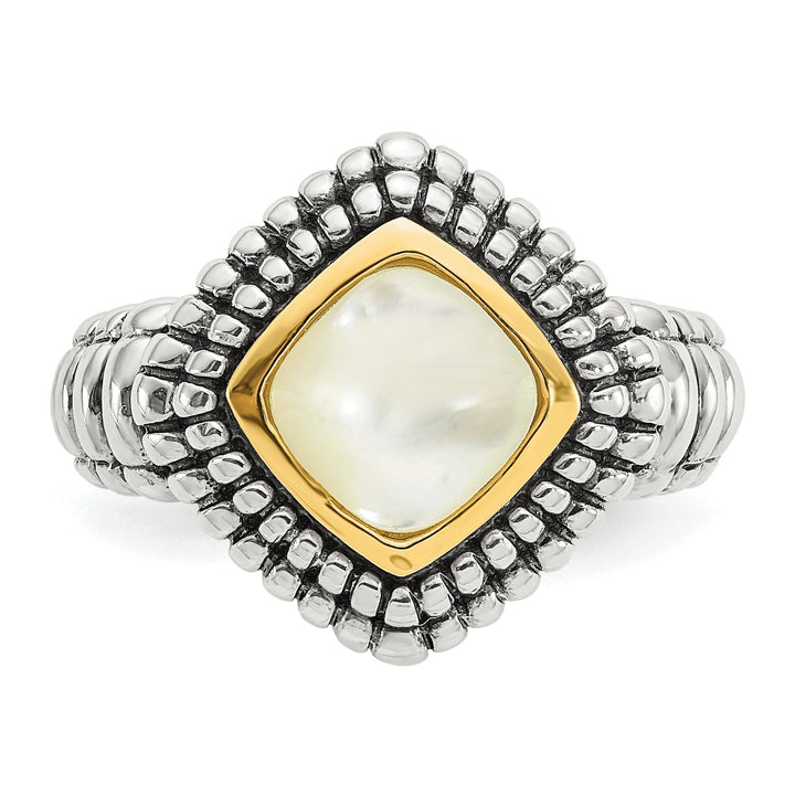 Sterling Silver Gold Mother of Pearl Ring